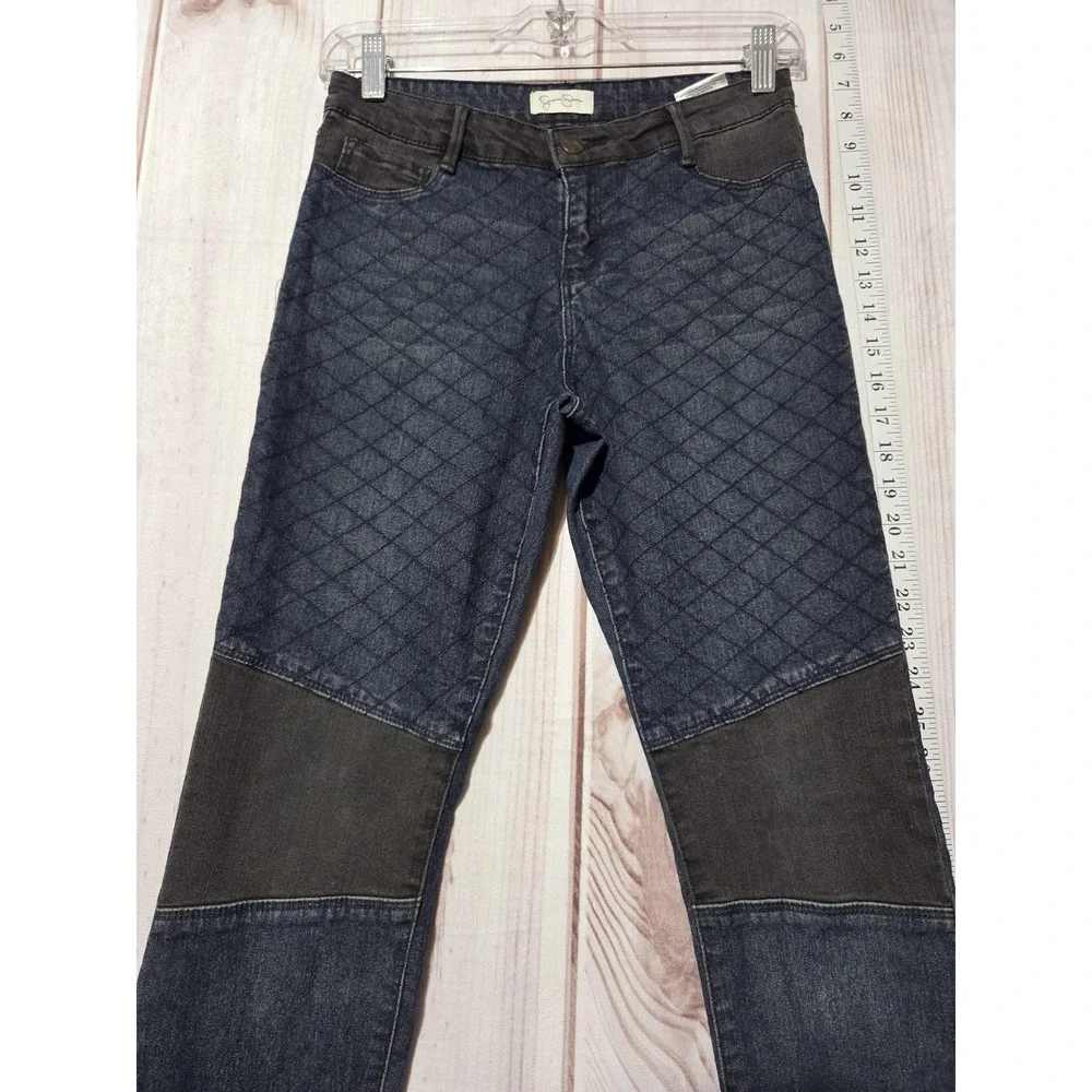 Jessica Simpson Jeans Girls 16 Blue Quilted Patchwork Skinny Stretch Denim Pants